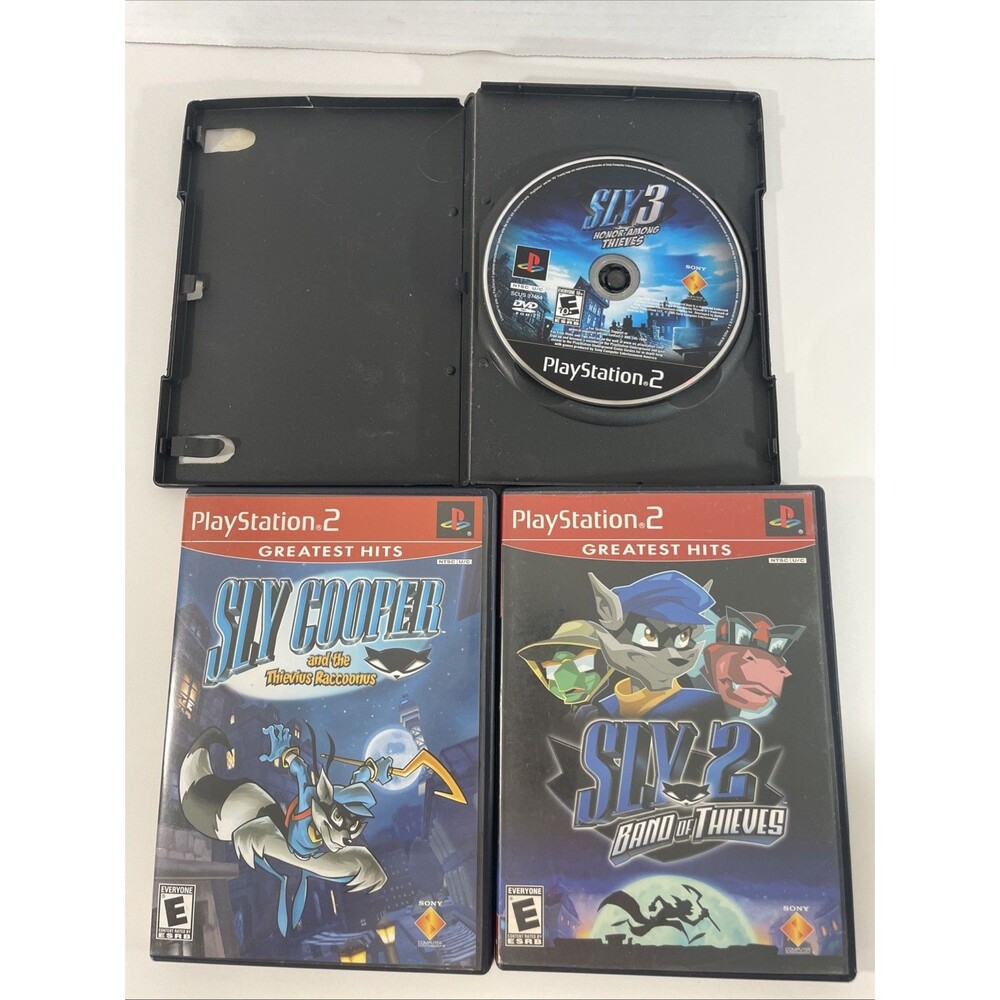 PS2 Sly Cooper Game Lot Sly 1 & Sly 2 CIB + Sly 3 Disc Only